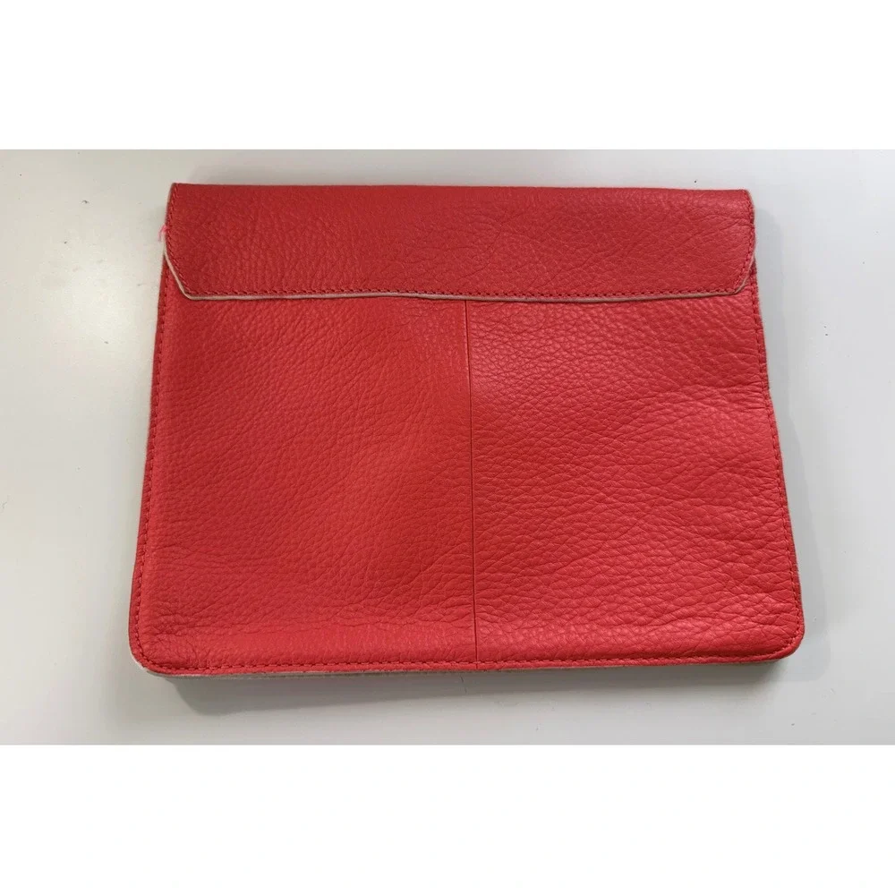 Gap Womens Coral Pink Leather Envelope Clutch‎ Bag Magnetic Closure Purse Summer
